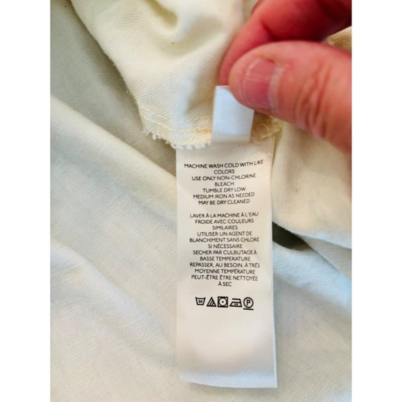 Free People Charlie Denim Button Down Top Dress Ecru Ruffle Trim Size M - Picture 9 of 11